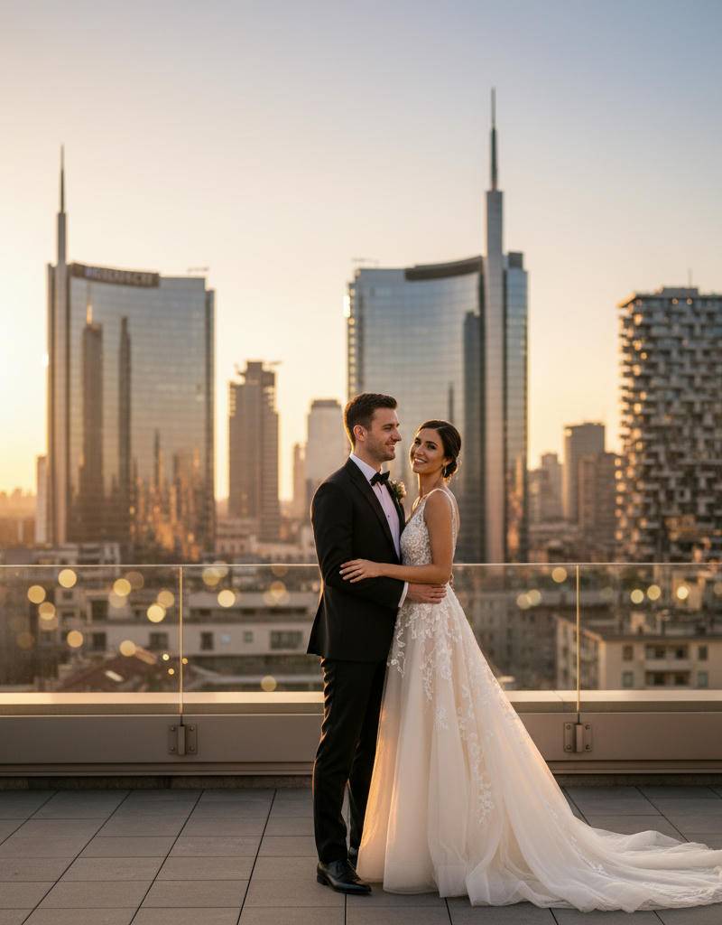 Skyline Wedding 2026: Fotografia d'Autore tra Rooftop e Loft
